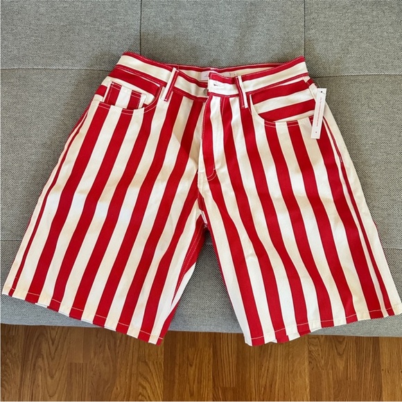 Lisa Says Gah Shiloh Red and Cream Striped Shorts Size 8 - Picture 5 of 6